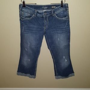 Womens silver jeans crop length